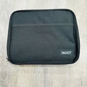 PackIt Freezable Lunch Bag Black EcoFreeze Built-in Cooling Zip Closure Portable